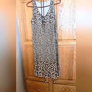 Floral Sleeveless Brown Dress Bust 44  Size XL